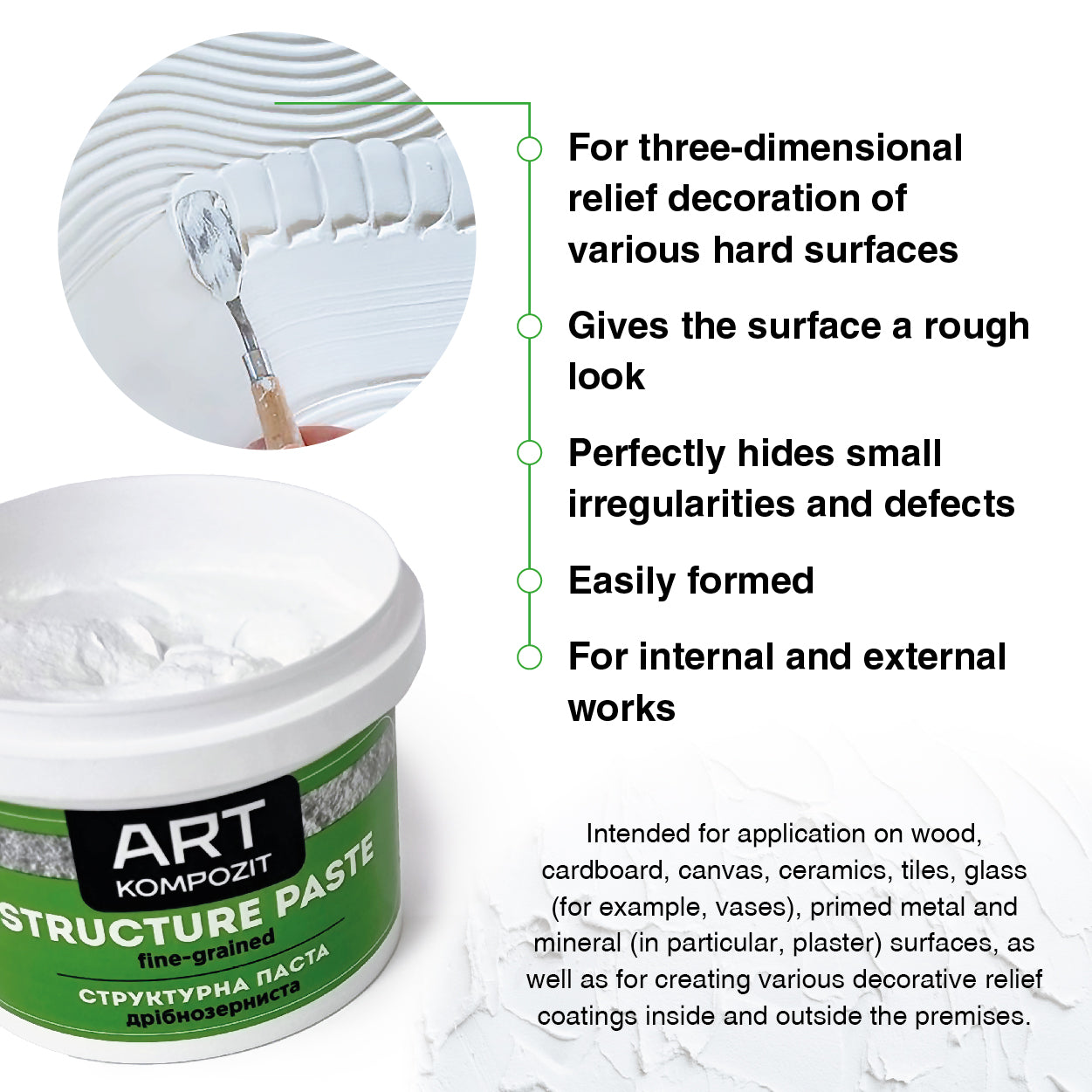 Structural paste Composite / Fine sand / various volumes