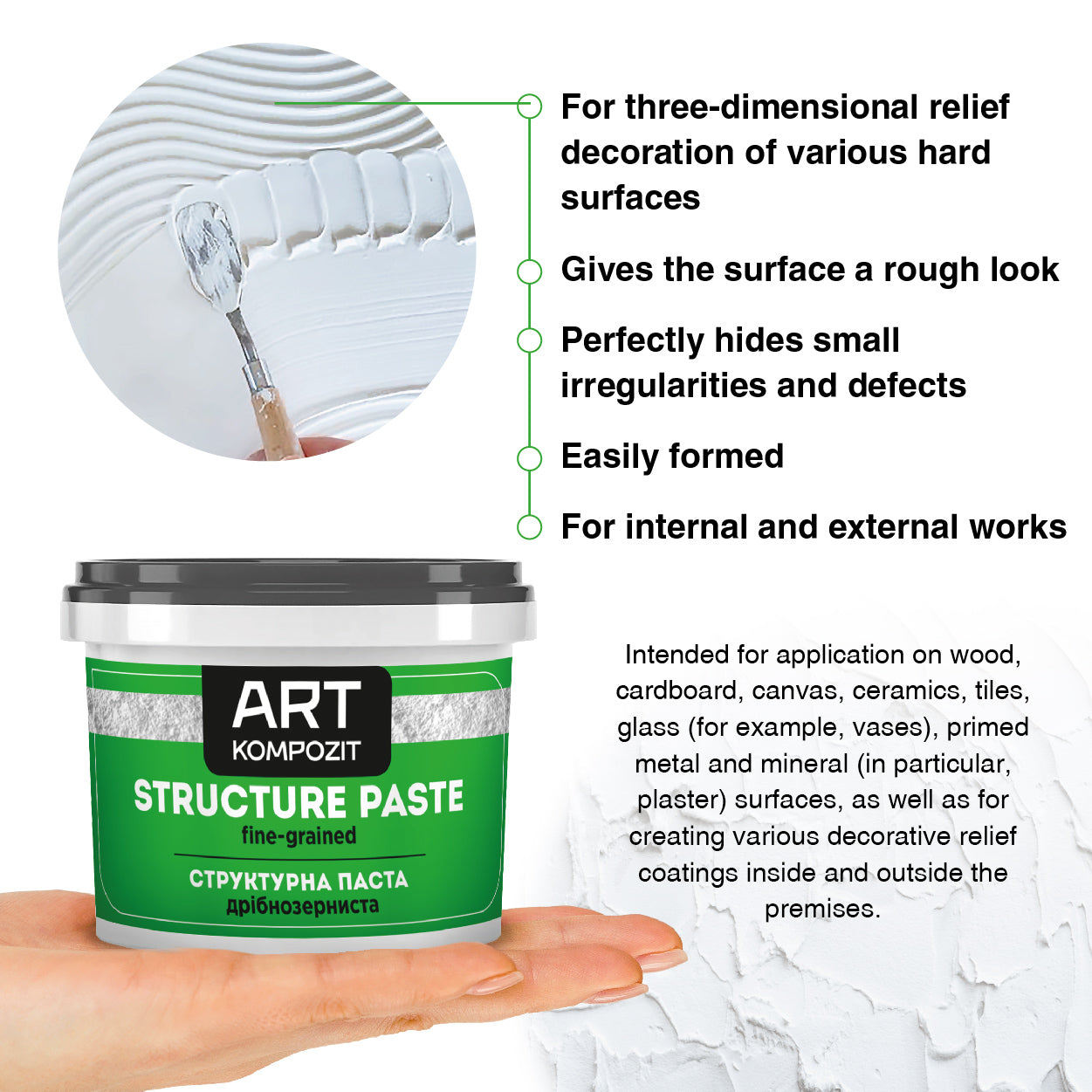 Structural paste Composite / Fine sand / various volumes