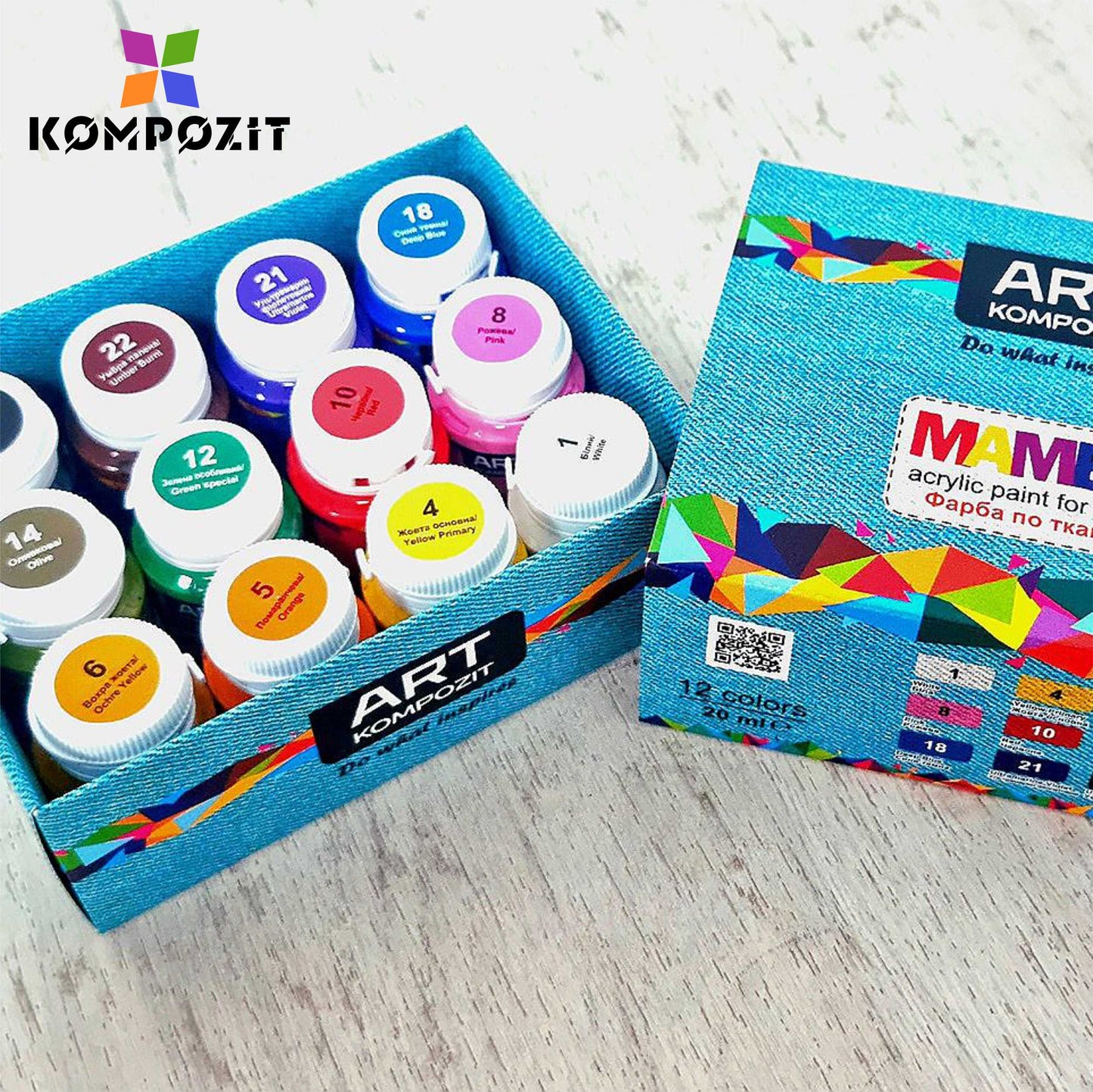 Sada farieb na textil a kožu MAMBO Kompozit 12 x 20 ml