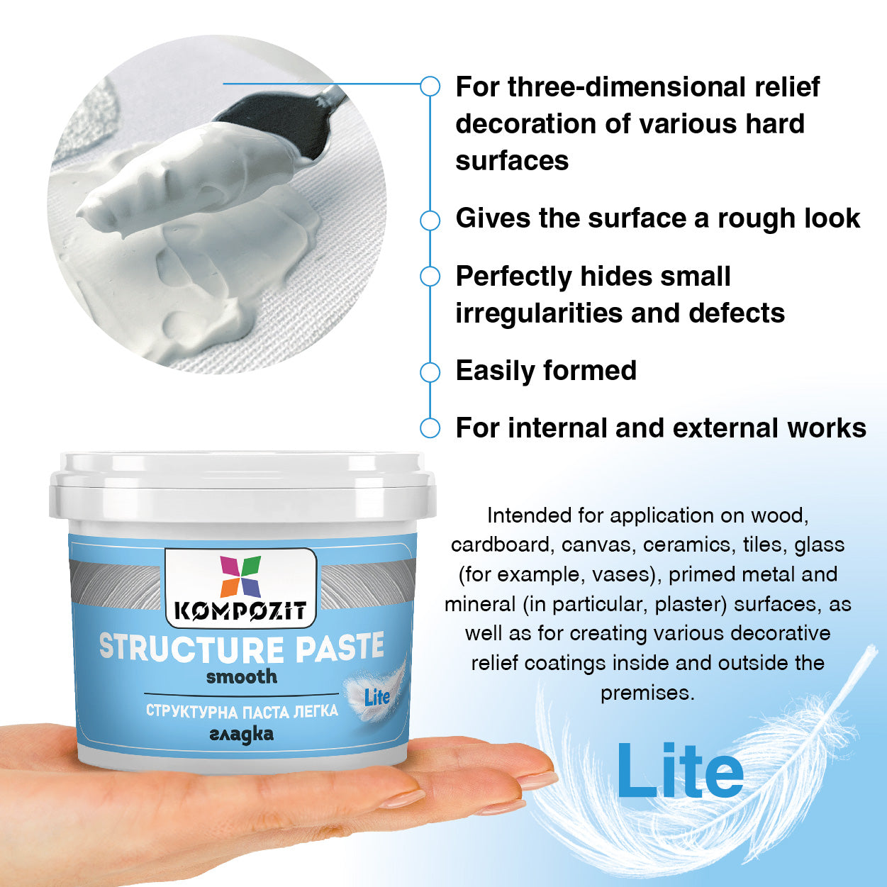 Structural paste 3D Composite / Smooth texture / different volumes