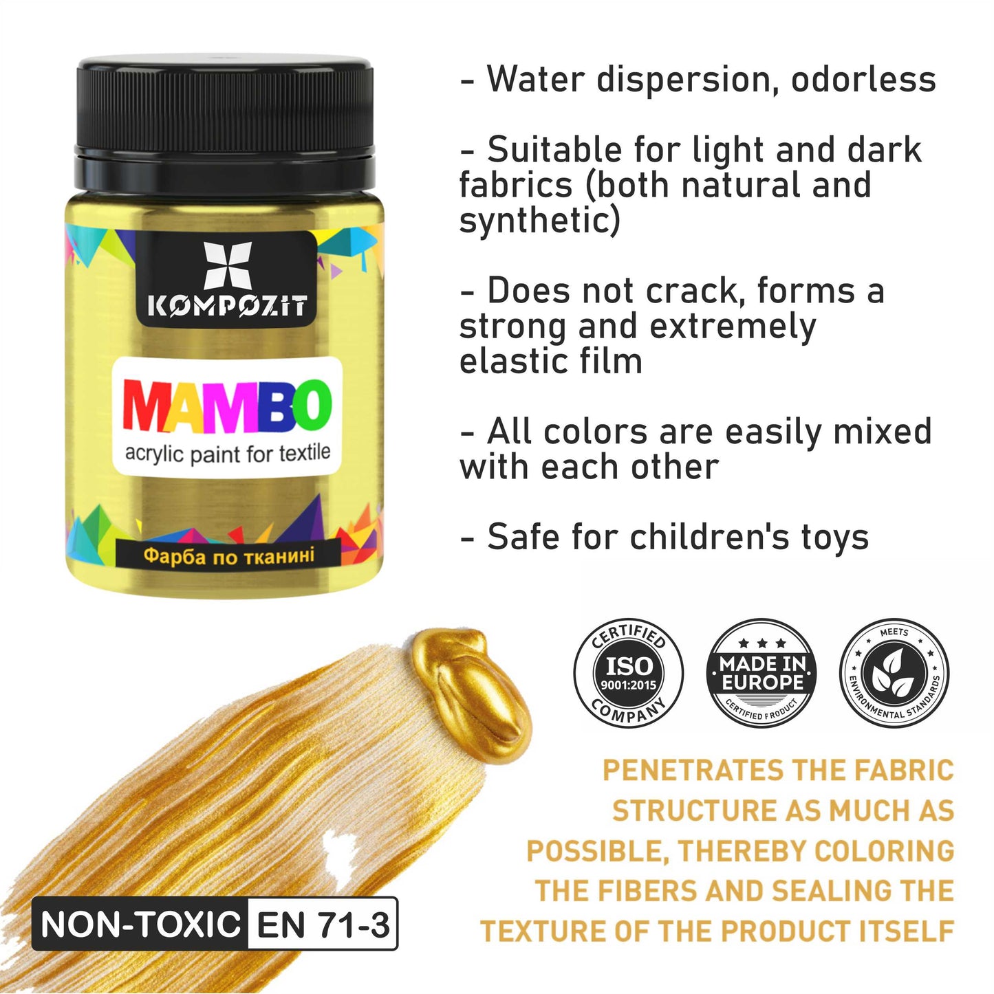 Dyes for textiles and leather MAMBO Kompozit 50 ml / Metallic colors