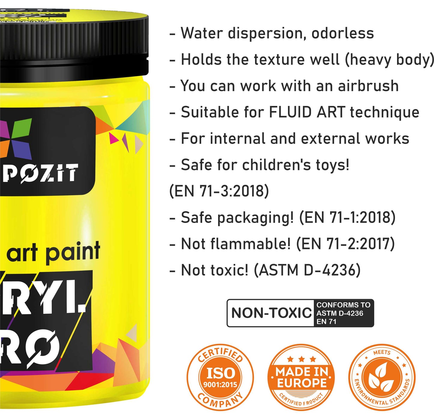 Profesionálne akrylové farby ACRYL PRO Kompozit 430 ml / Fluorescenčné farby