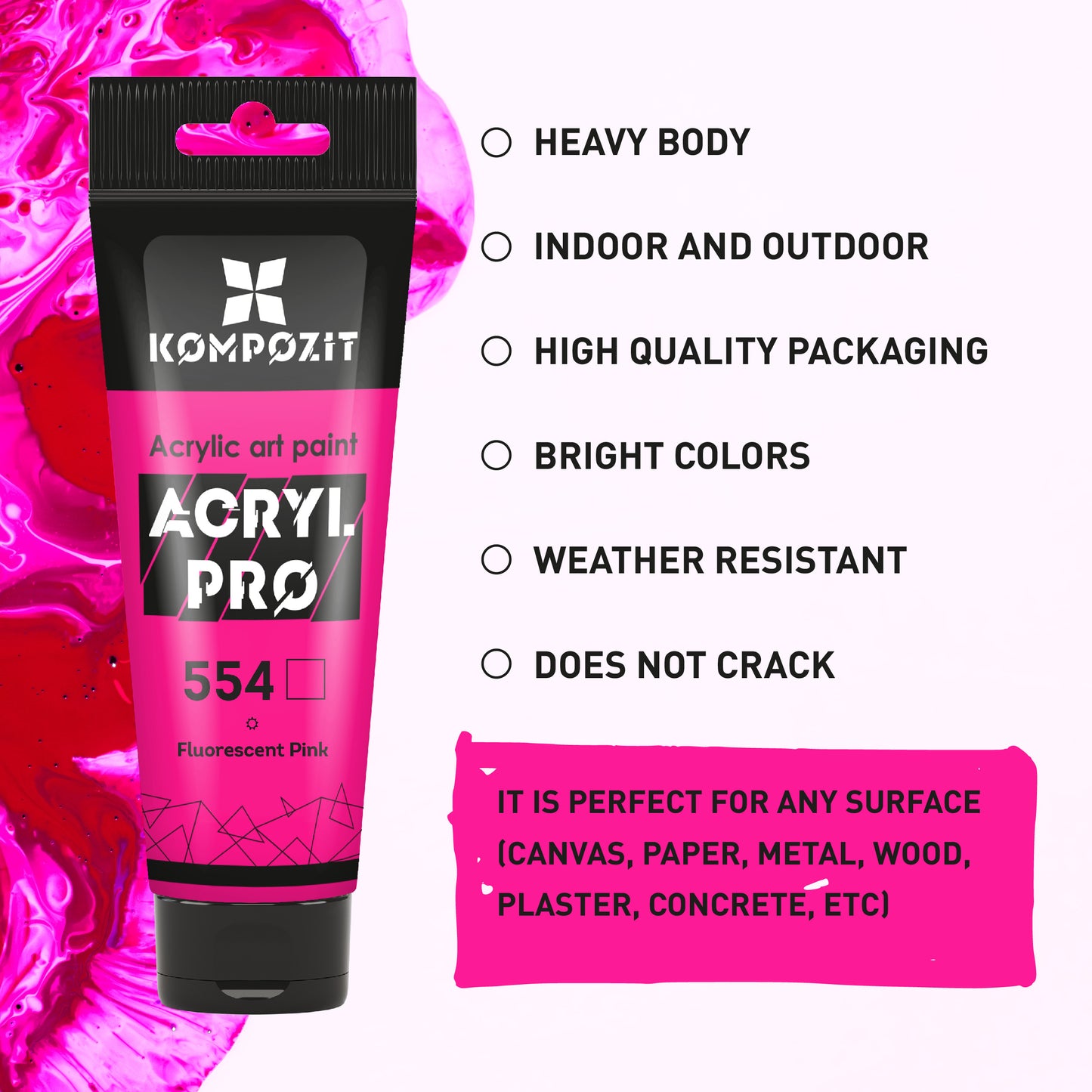 Set Acrylfarben ACRYL PRO Kompozit CREATIVE 12 x 75 ml