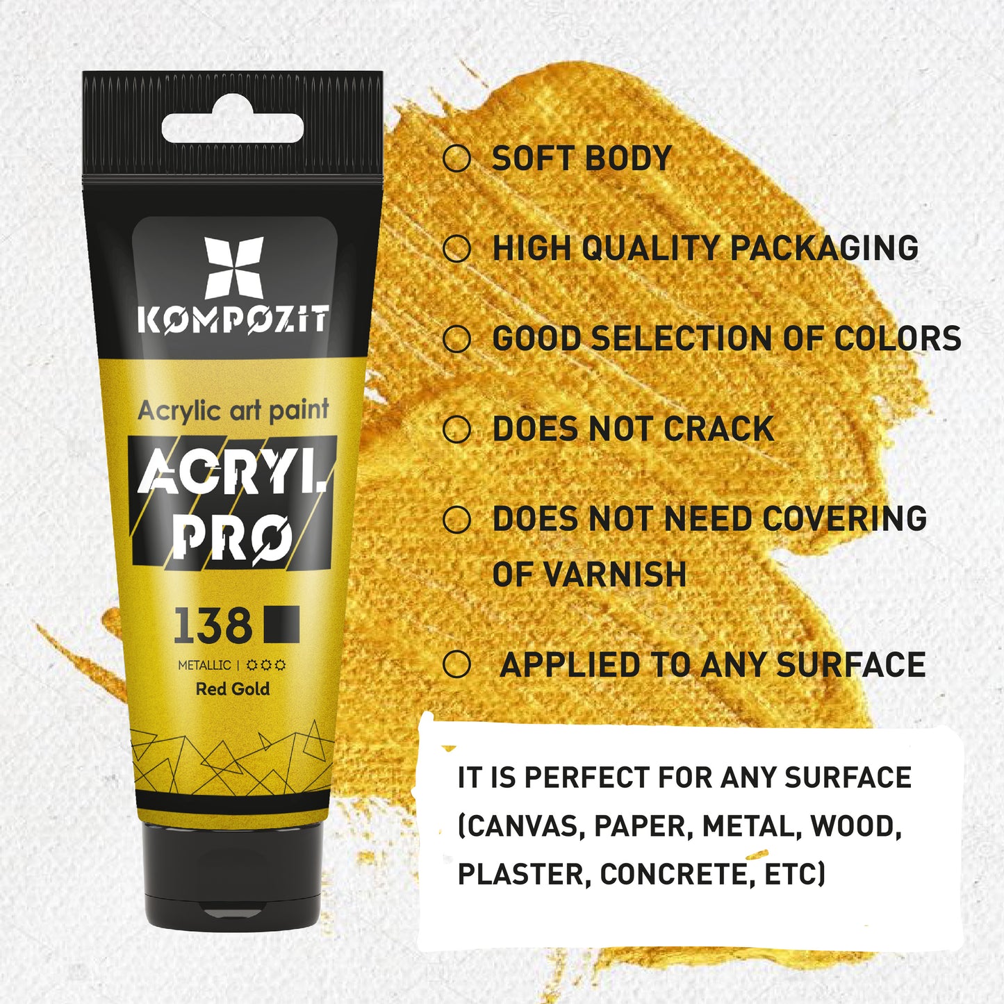Set of acrylic paints ACRYL PRO Kompozit METALLIC 12 x 75 ml