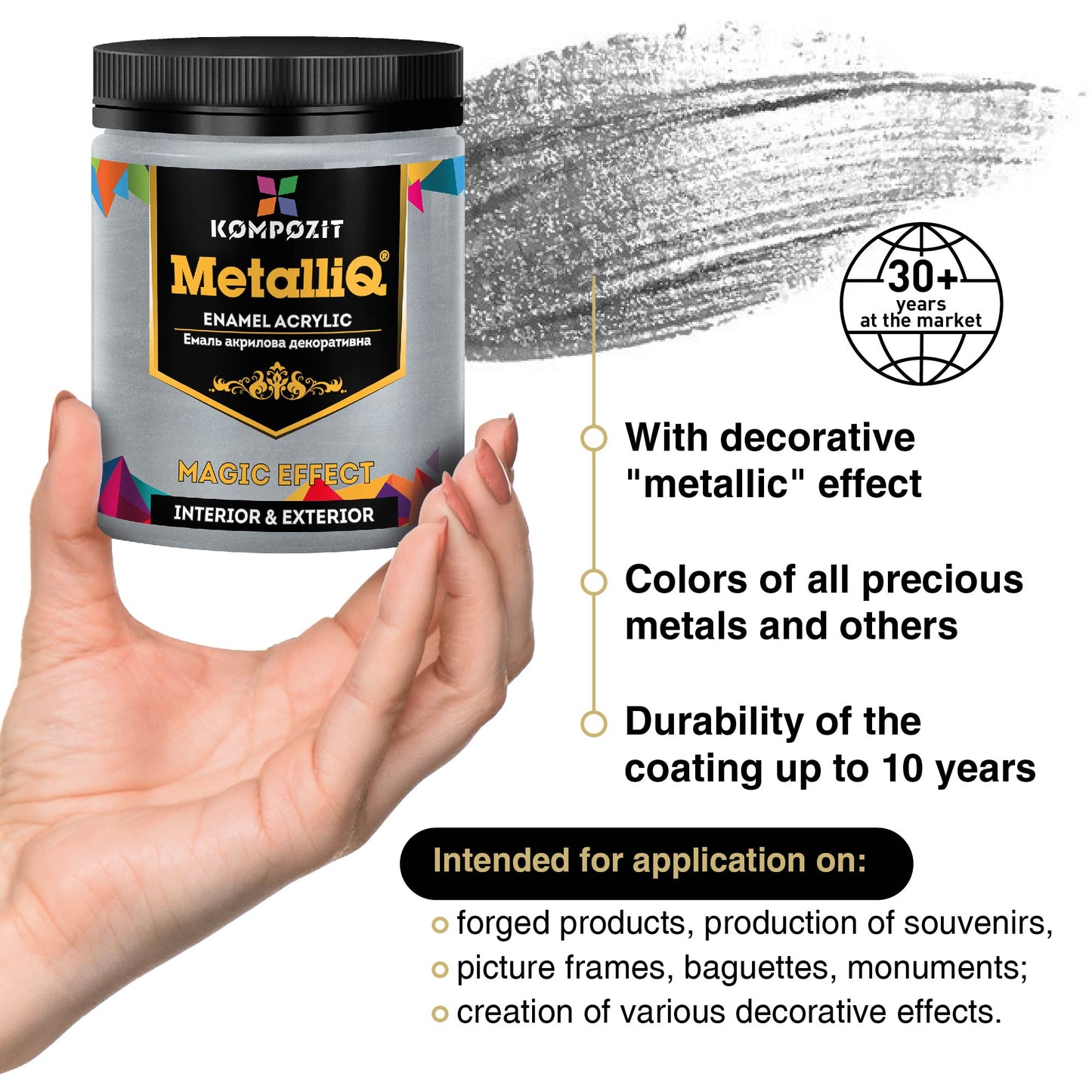 Metallische Profi-Acrylfarben MetalliQ Kompozit 500 g / Verschiedene Farbtöne