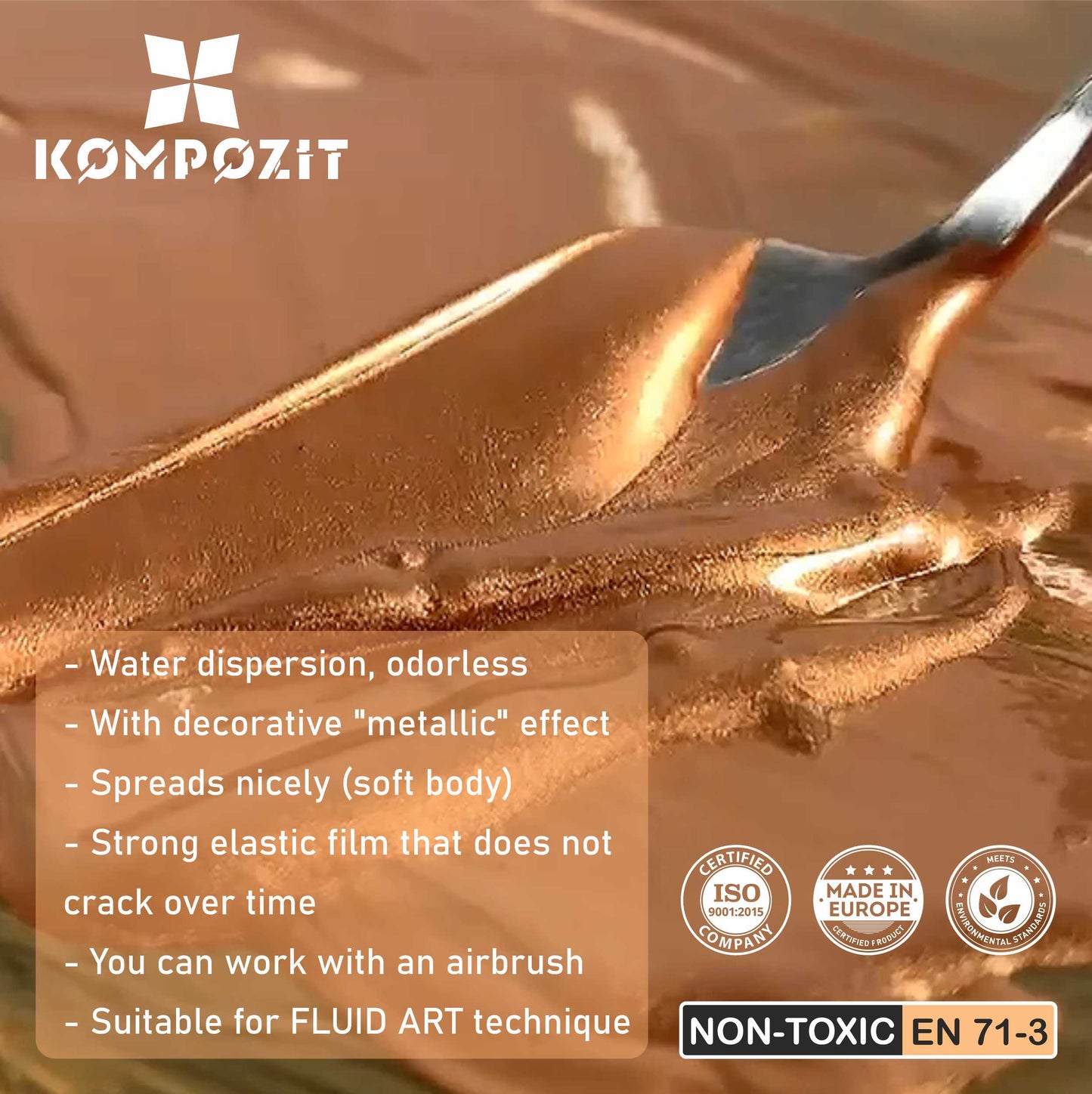 Metallic professional acrylic paints MetalliQ Kompozit 70 g / Various shades