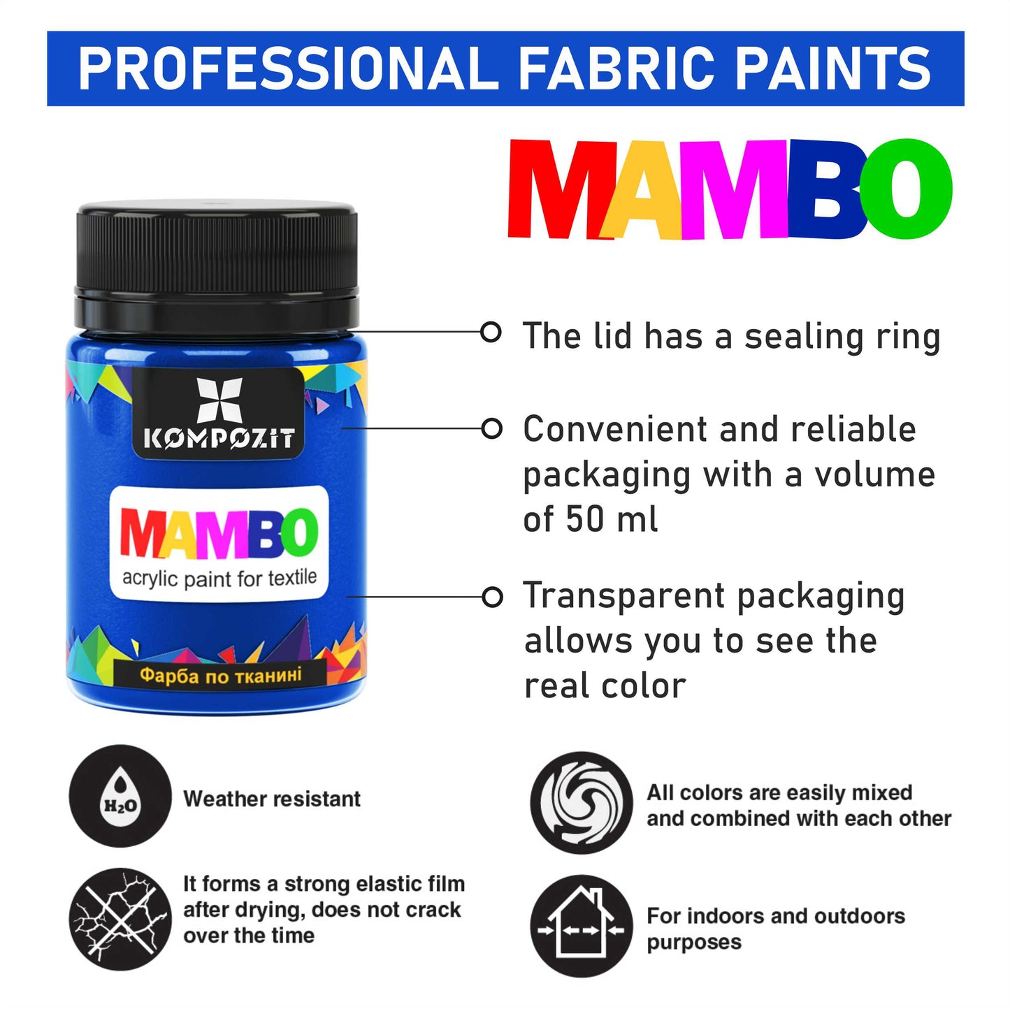 Dyes for textiles and leather MAMBO Kompozit 50 ml / Various shades