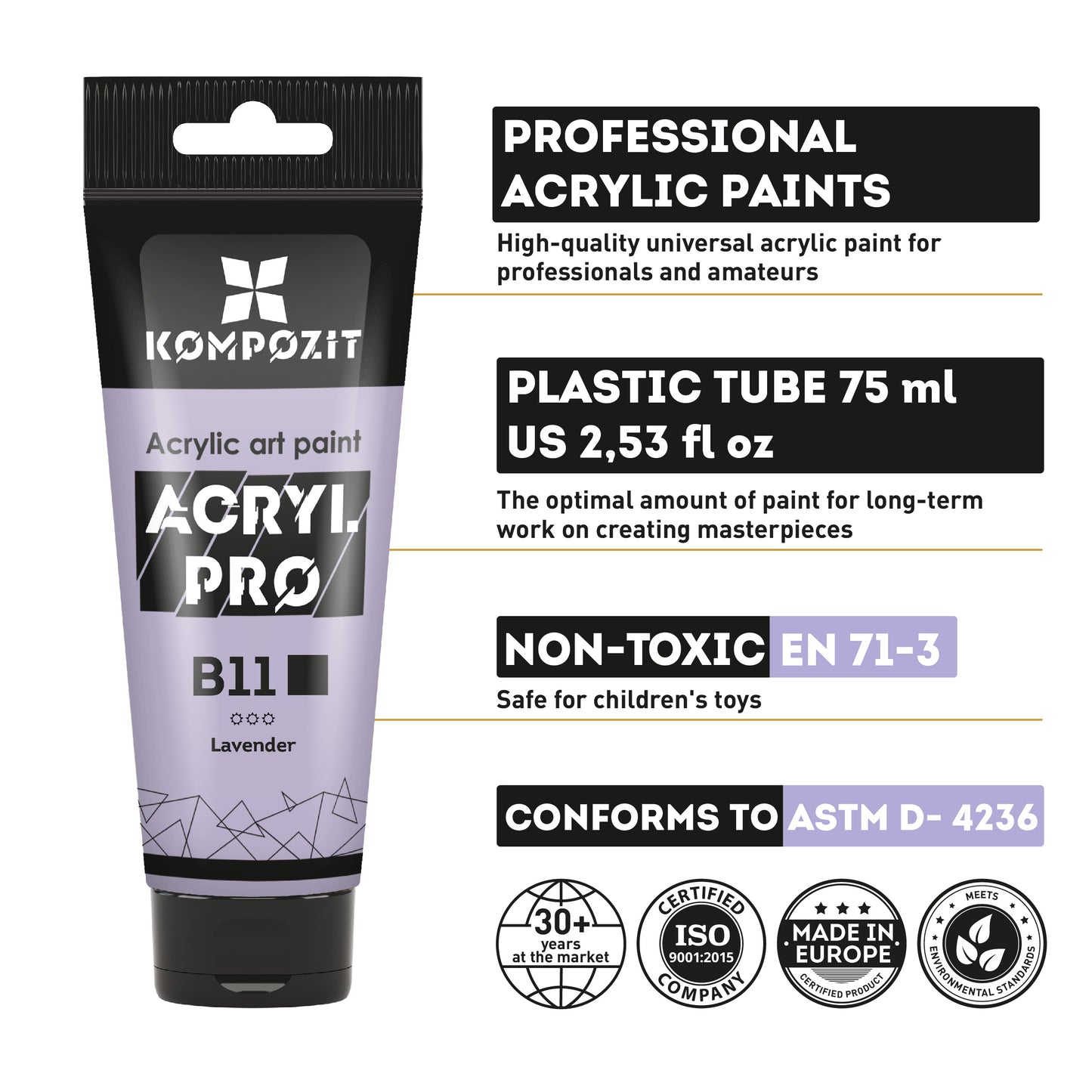 Professional acrylic paints ACRYL PRO Composite 75 ml / Pastel colors