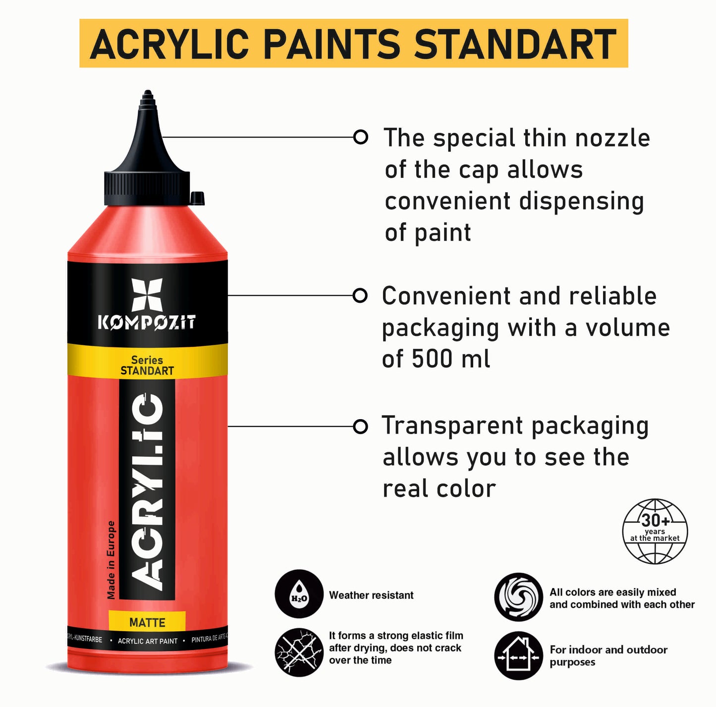 Akrylová farba STANDART Kompozit 500 ml / Rôzne odtiene