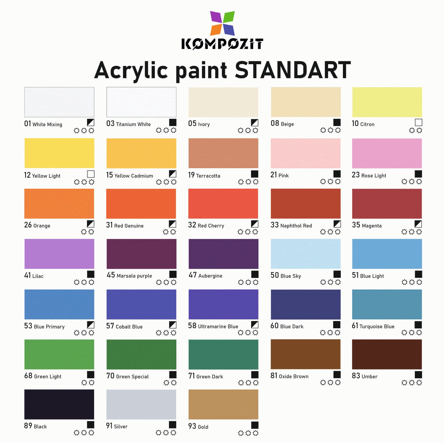 Akrylová farba STANDART Kompozit 500 ml / Rôzne odtiene