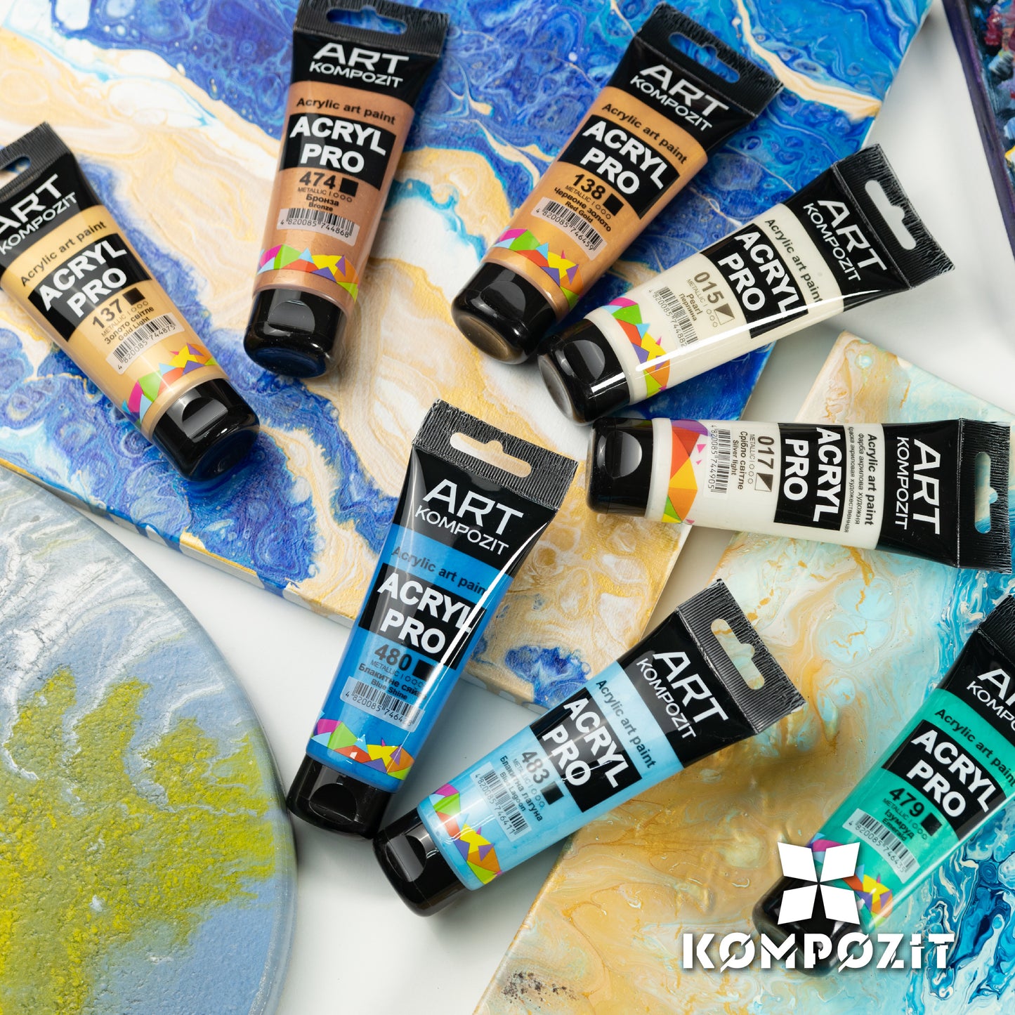 Set of acrylic paints ACRYL PRO Kompozit PROFESSIONAL 12 x 75 ml