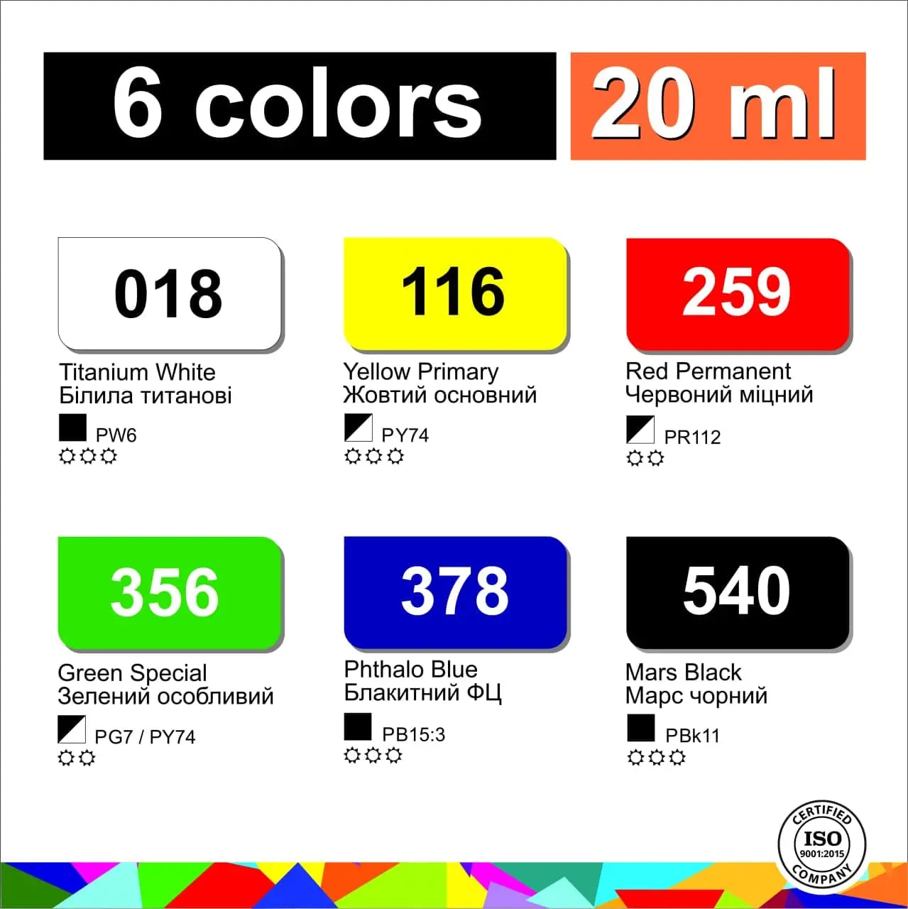 Set Acrylfarben ACRYL PRO Composite 6 x 20 ml