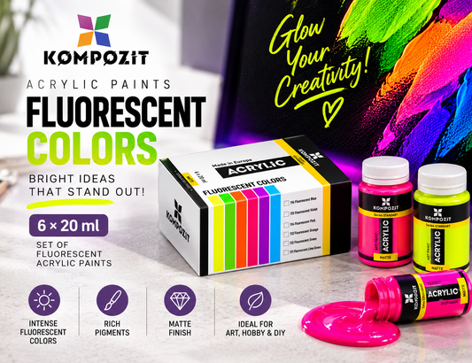 Fluorescenčné akrylové farby STANDART Kompozit – sada 6 × 20 ml