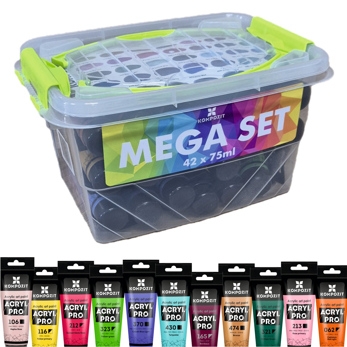 Sada akrylových farieb ACRYL PRO Kompozit 42 x 75 ml