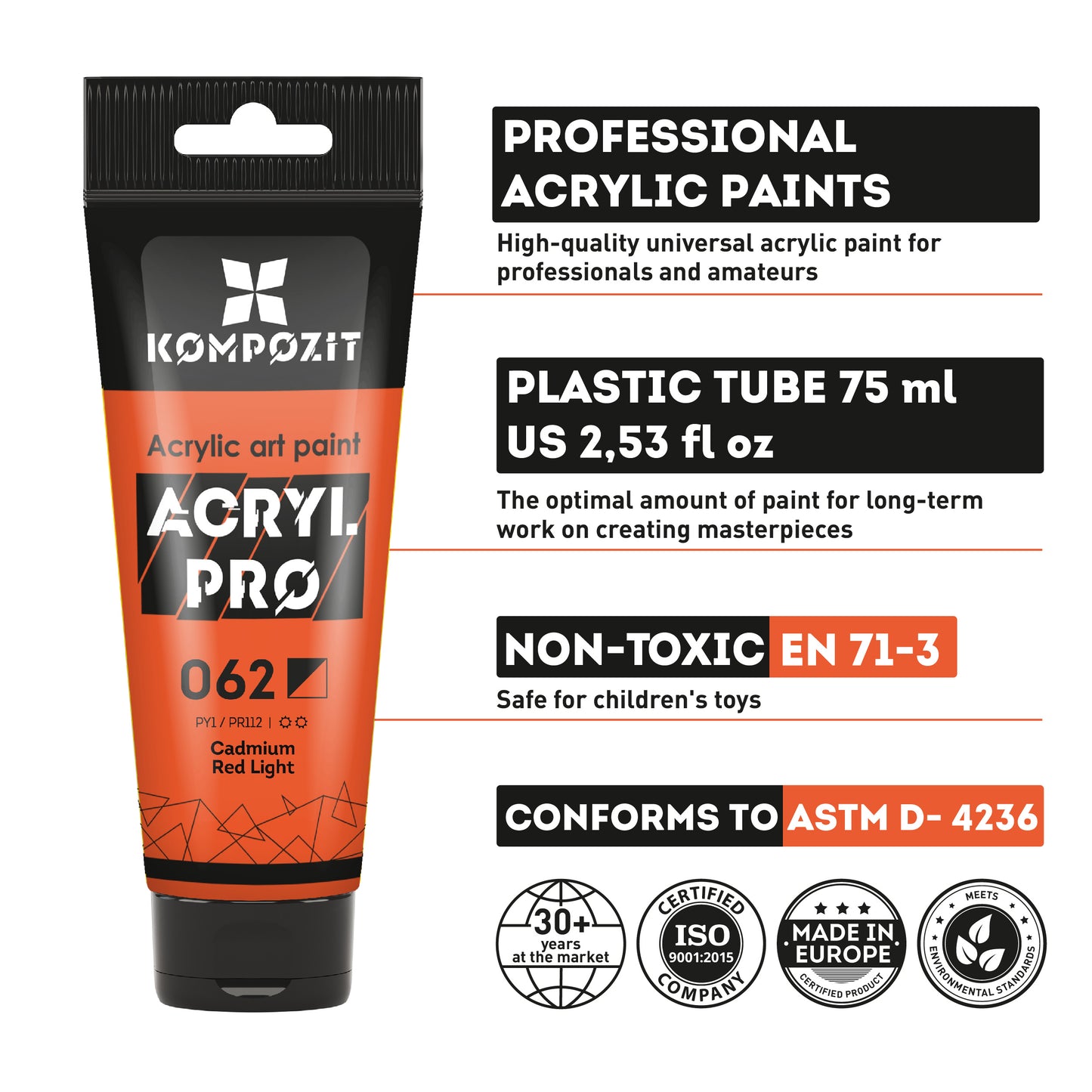 Sada akrylových farieb ACRYL PRO Kompozit 42 x 75 ml