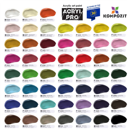Sada akrylových farieb ACRYL PRO Kompozit 73 x 75 ml + farebný katalóg