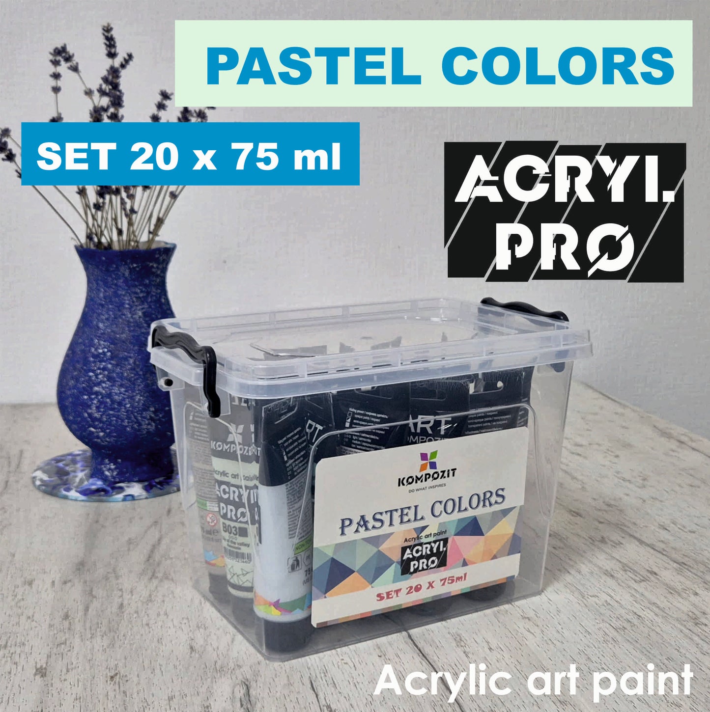 Sada akrylových farieb ACRYL PRO Kompozit PASTEL COLORS 20 x 75 ml