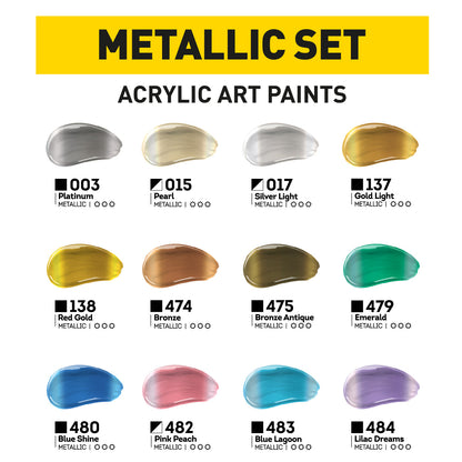 Set Acrylfarben ACRYL PRO Kompozit METALLIC 12 x 75 ml