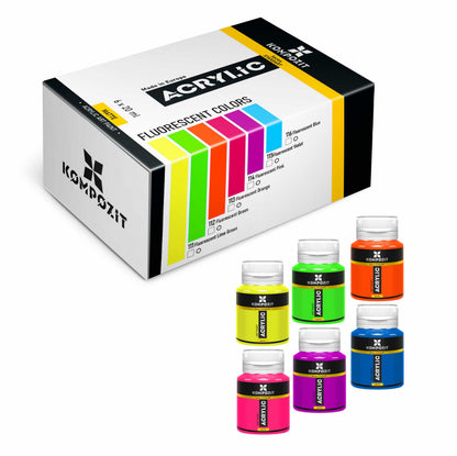 Sada akrylových farieb STANDART Kompozit Fluorescent 6 x 20 ml