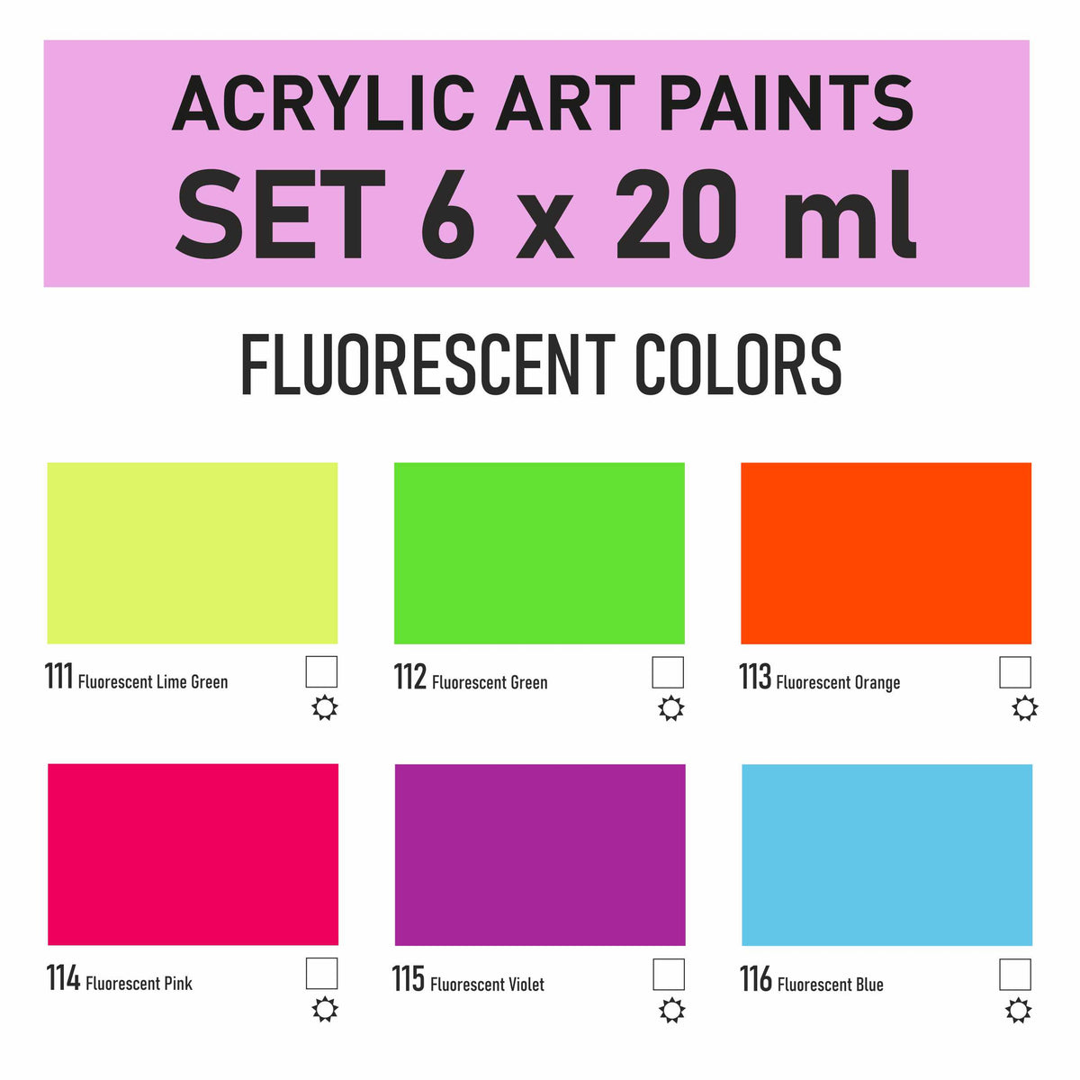 Sada akrylových farieb STANDART Kompozit Fluorescent 6 x 20 ml