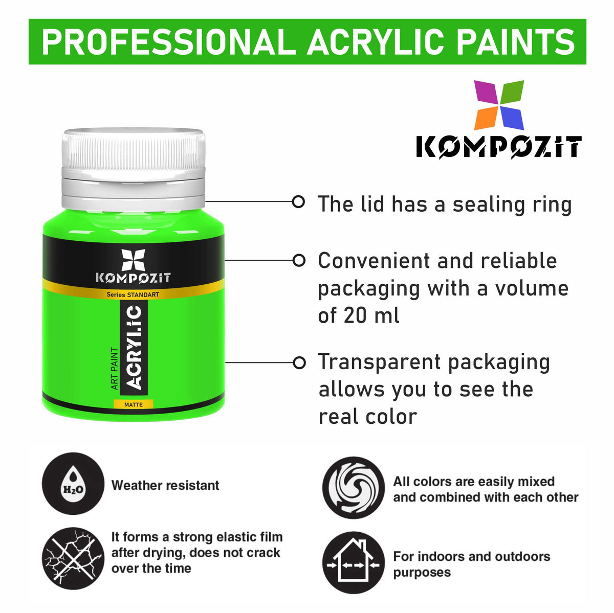 Sada akrylových farieb STANDART Kompozit 18 x 20 ml