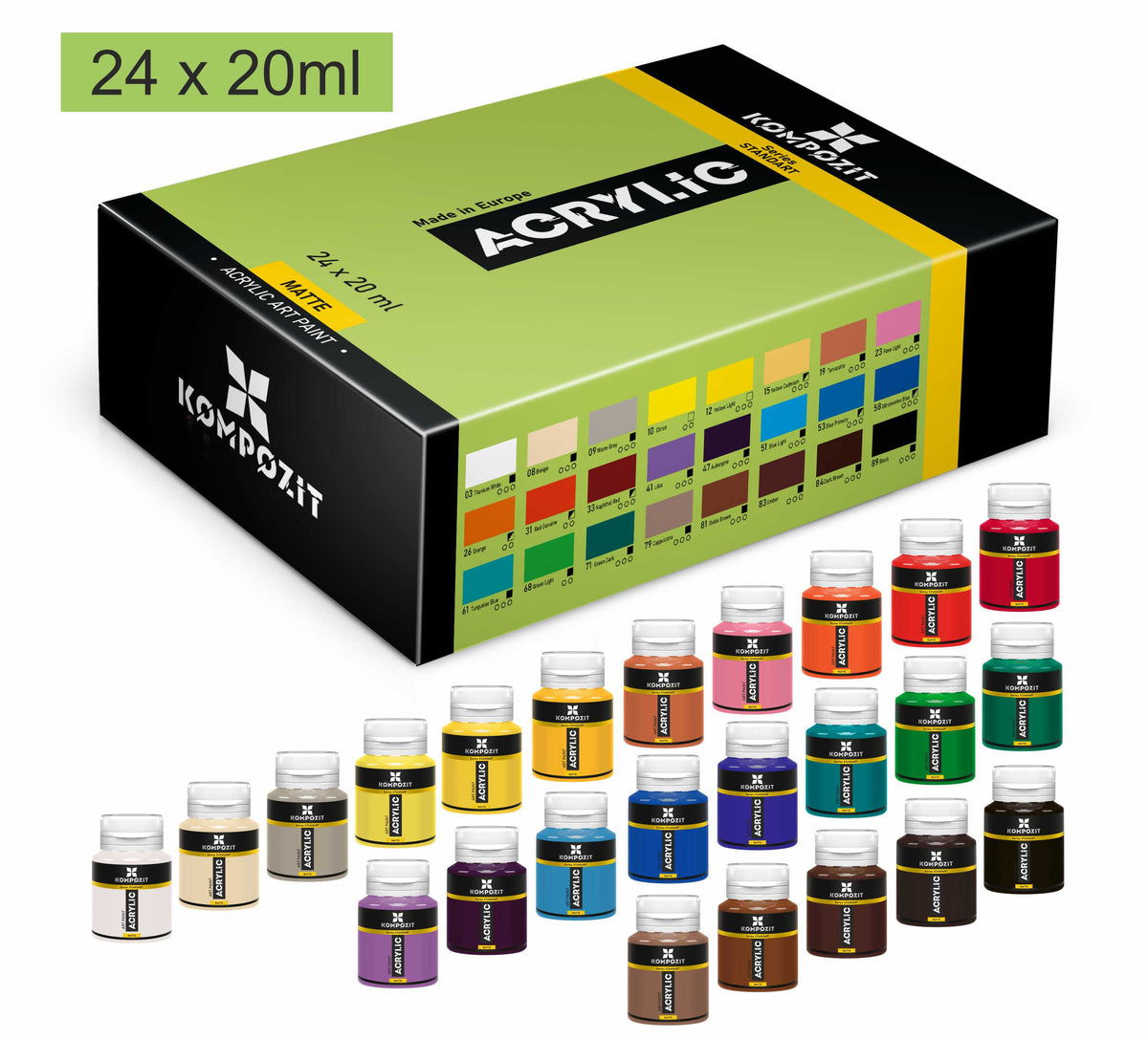 Sada akrylových farieb STANDART Kompozit 24 x 20 ml