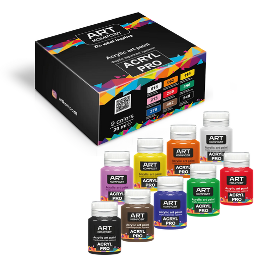 Sada akrylových farieb ACRYL PRO Kompozit 9 x 20 ml