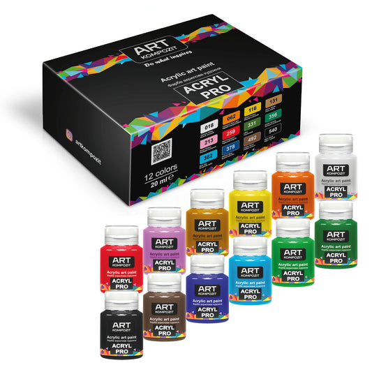 Sada akrylových farieb ACRYL PRO Kompozit 12 x 20 ml